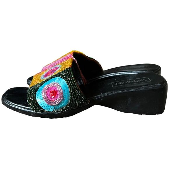 RARE Beaded Italian chunky colorful sandals Size 8.5 iUS / 39 EU GUC - Picture 11 of 16